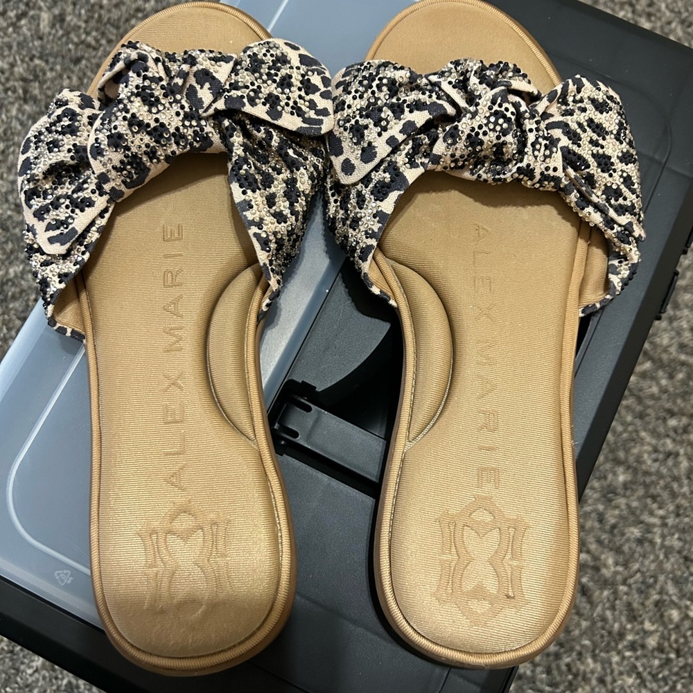 Alex Marie Tan and Black Patterned Sandals